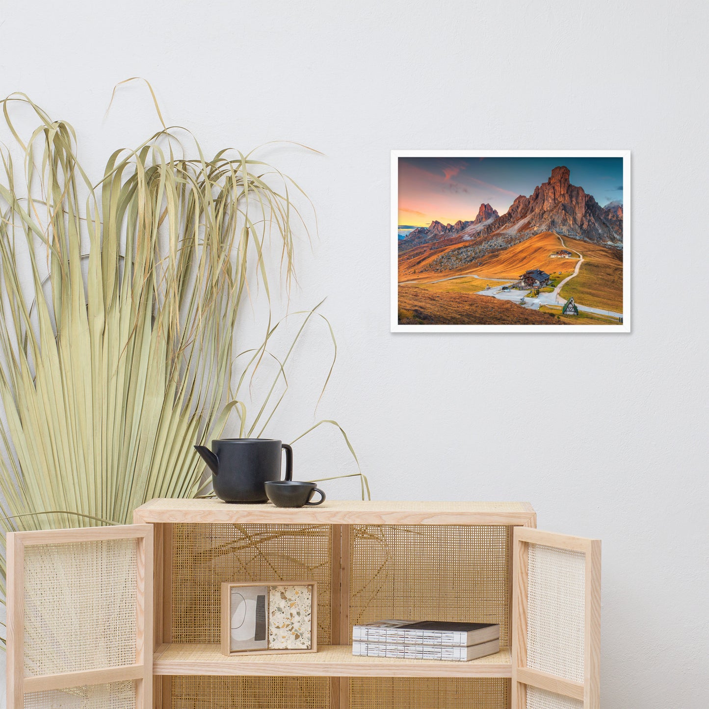 Majestic Sunset and Alpine Mountain Pass Framed Photo Paper Wall Art Prints
