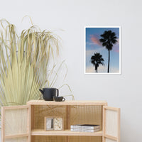 Palm Tree Silhouettes on Blue Sky Botanical Nature Photo Framed Wall Art Print