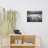 Washing Out to Sea Black and White Coastal Nature Photo Framed Wall Art Print