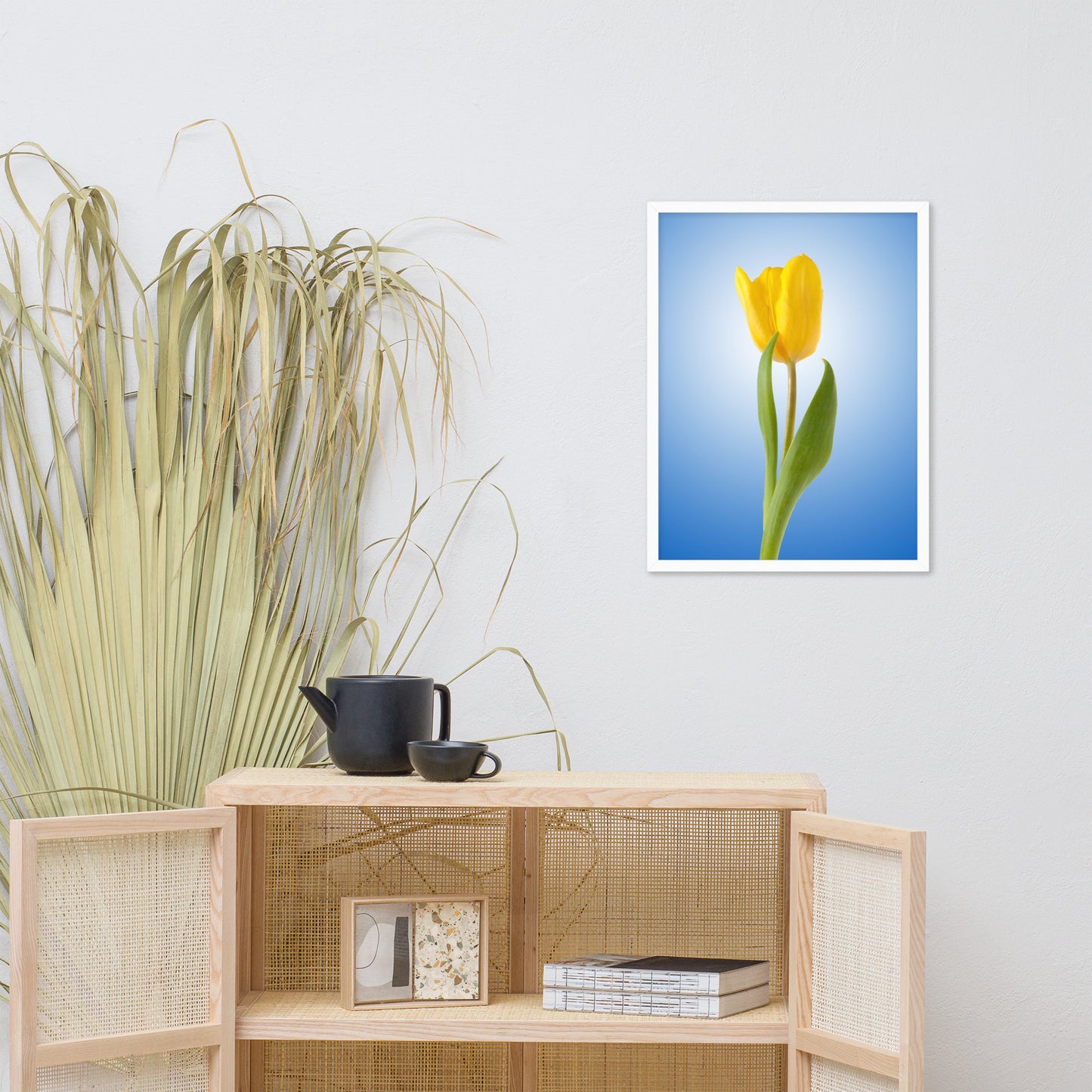 Yellow Tulip Minimal Floral Nature Photo - For Ukraine Refugees Framed Wall Art Print