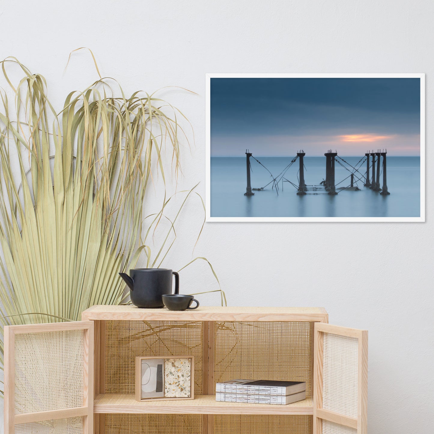 Cloudy Sunrise at Port Mahon Lighthouse Ruins Framed Photo Paper Wall Art Prints