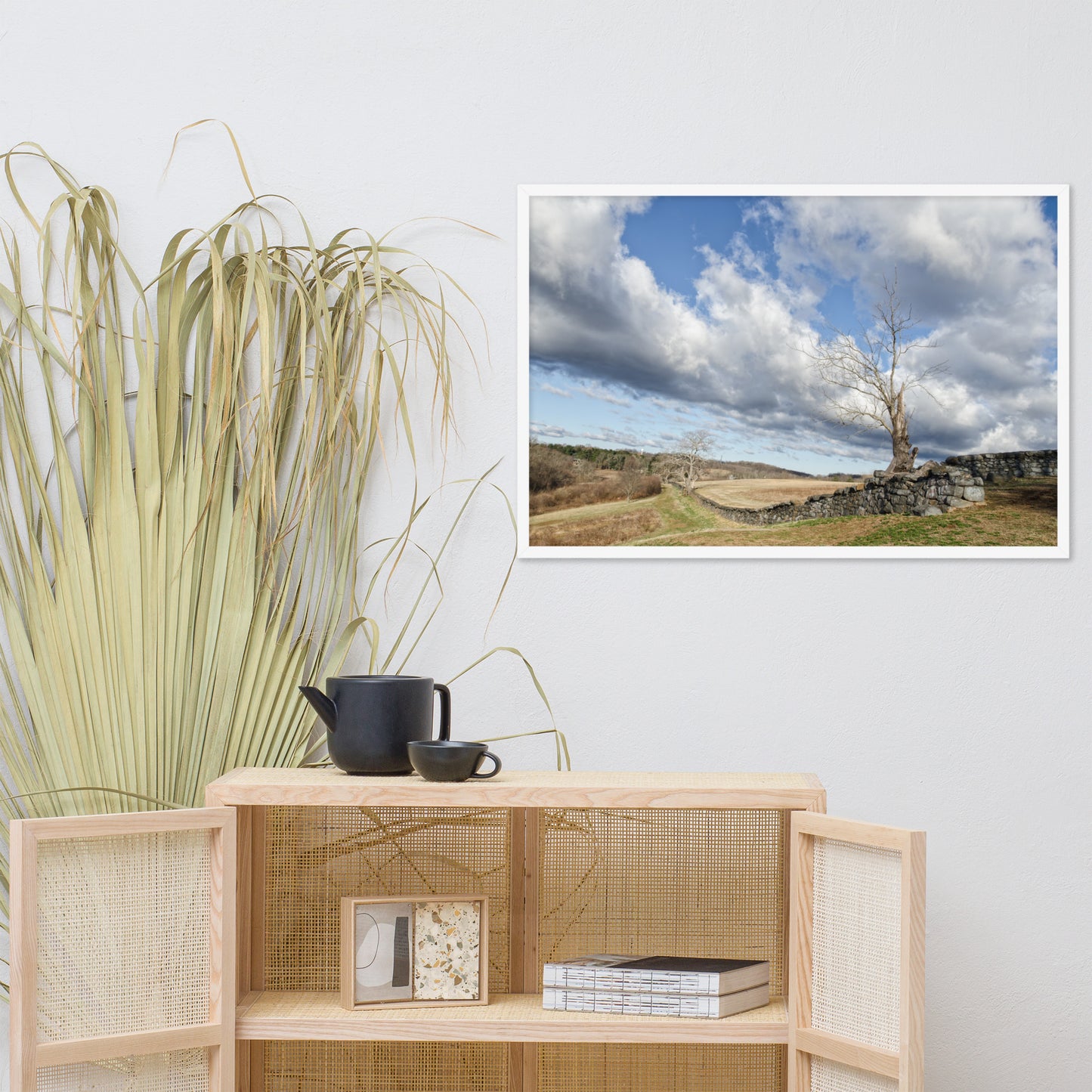 Dead Tree and Stone Wall - Color Framed Photo Paper Wall Art Prints