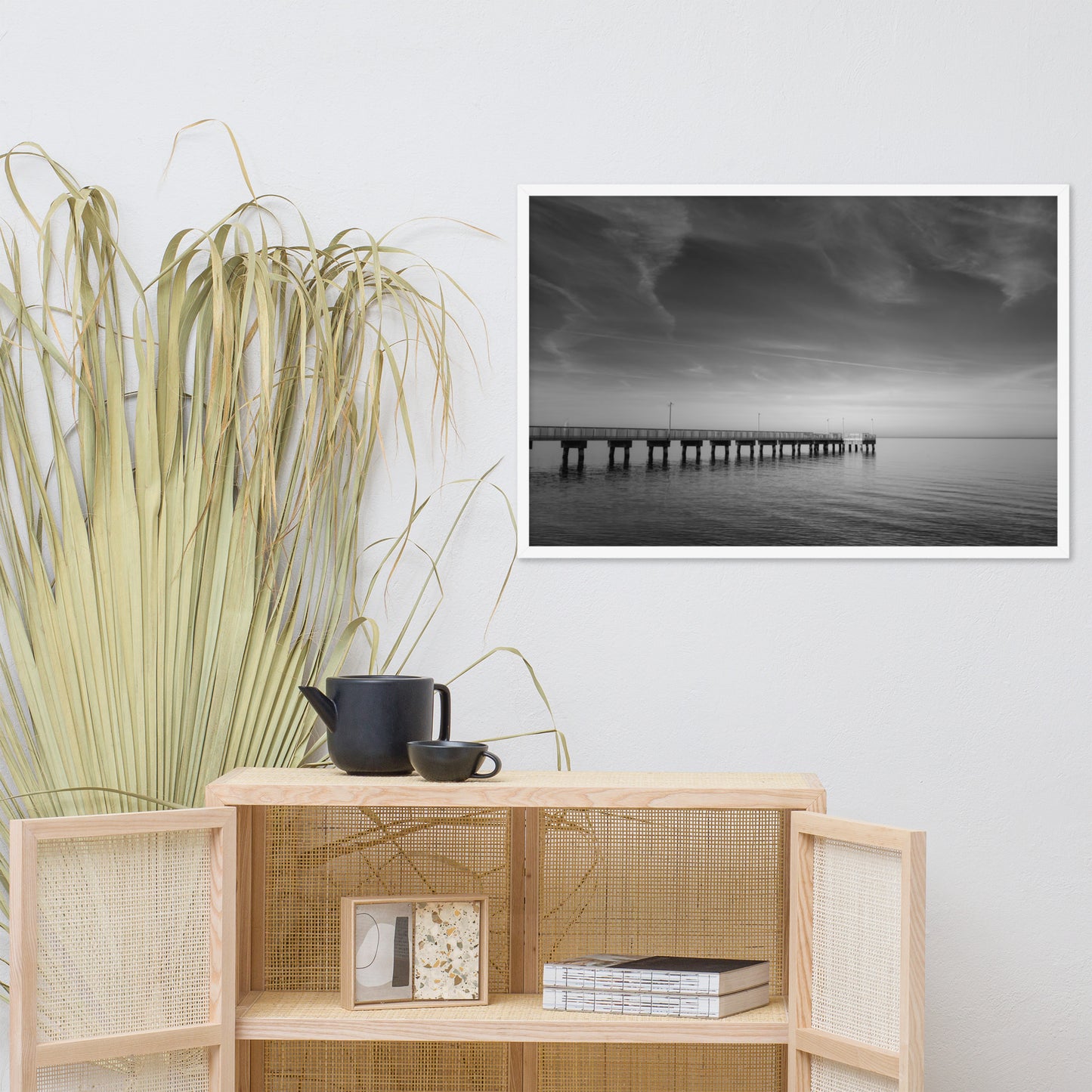 End of the Pier Black and White Framed Photo Wall Art Prints