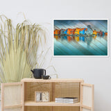 Faux Wood Blue Morning at Waters Edge Framed Photo Paper Wall Art Prints