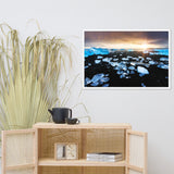 Fire and Ice Black Sand Sunset Coastal Landscape Framed Photo Paper Wall Art Prints