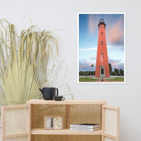 Ponce De Leon Lighthouse and Sunset Landscape Photo Framed Wall Art Print