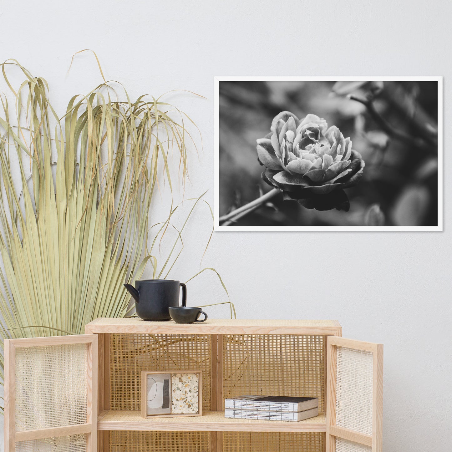 Perfect Petals Black and White Floral Nature Photo Framed Wall Art Print