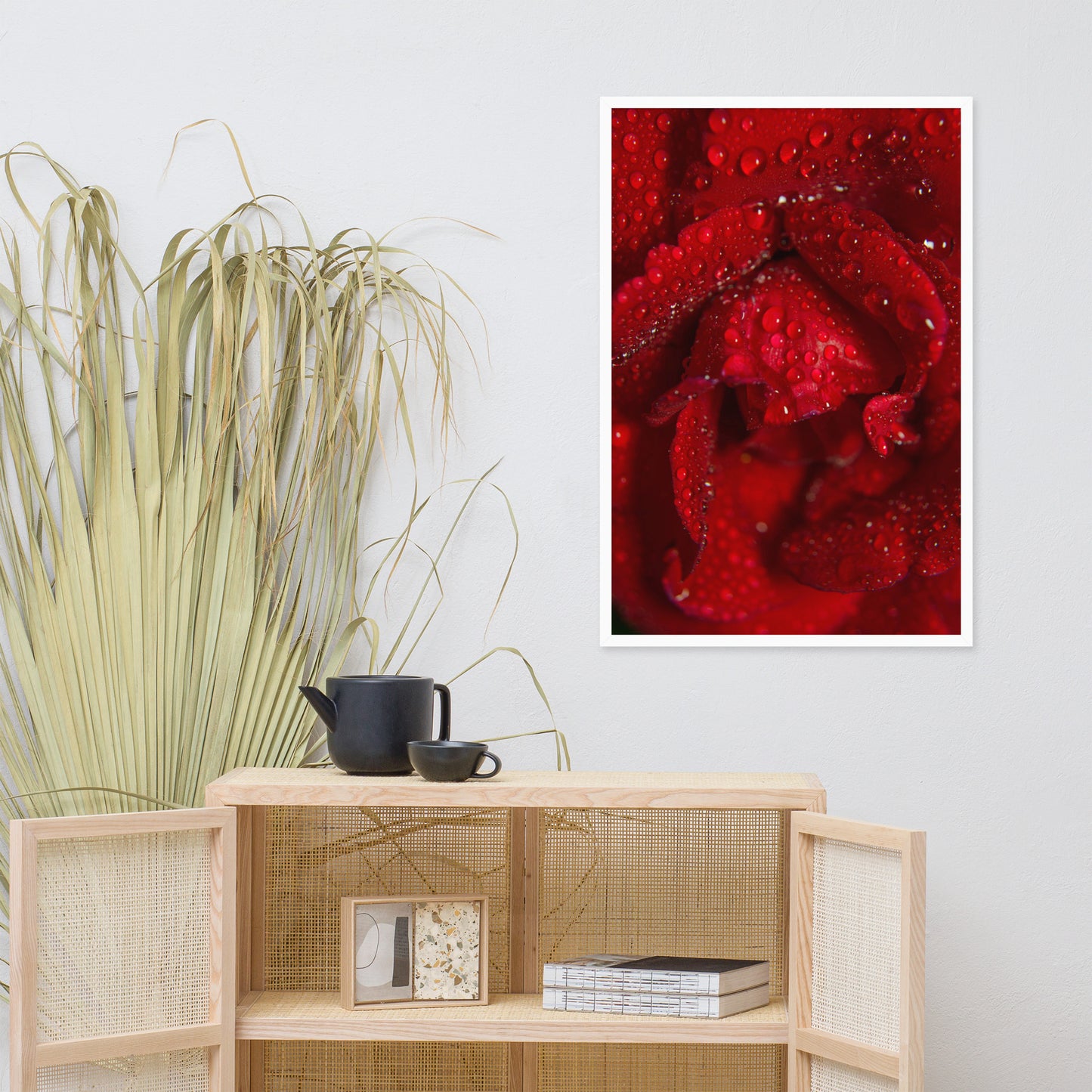 Royal Red Rose Floral Nature Photo Framed Wall Art Print