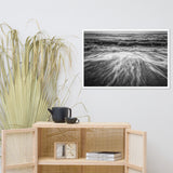 Washing Out to Sea Black and White Coastal Nature Photo Framed Wall Art Print