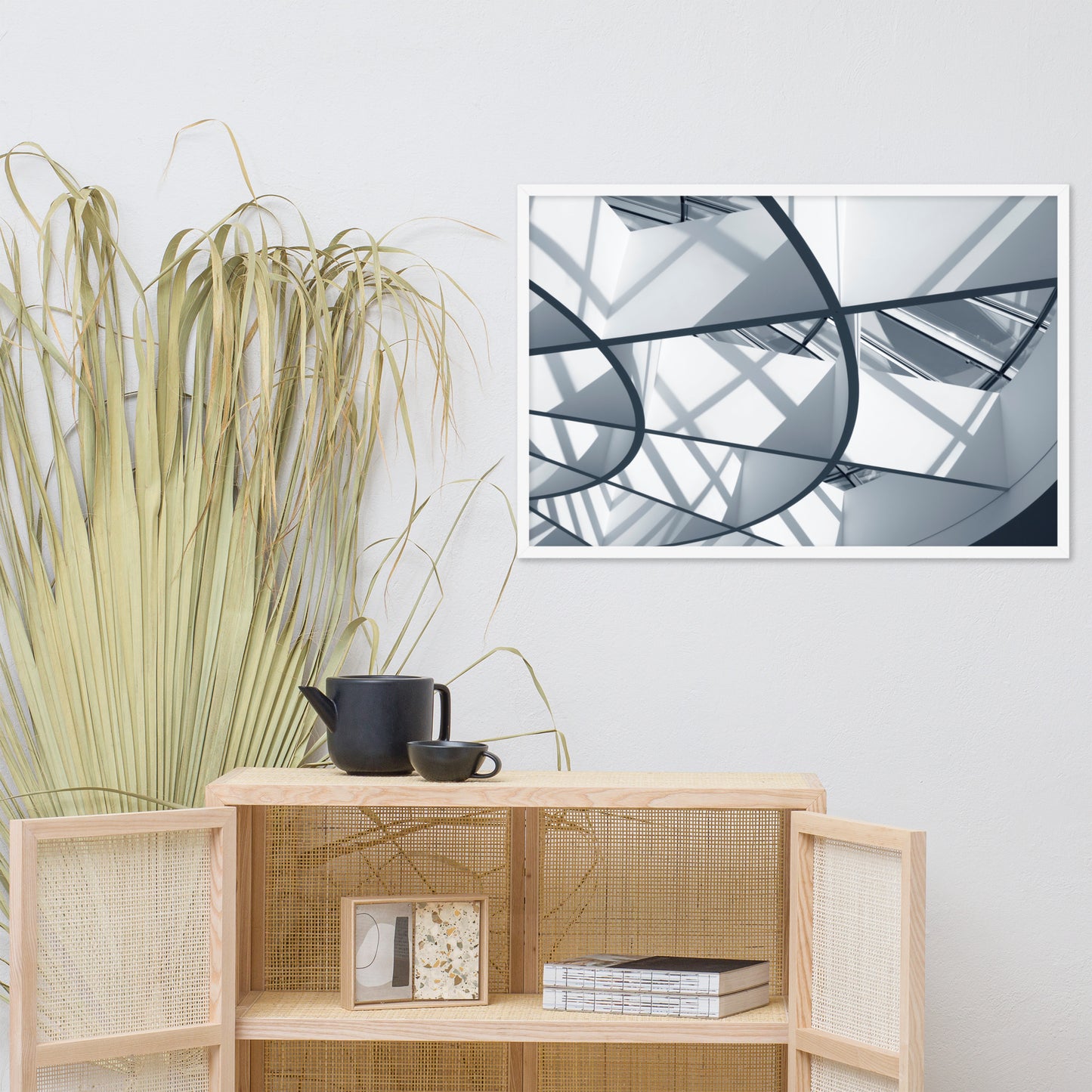 Interwoven Lines Colorized Architectural Photograph Framed Wall Art Print