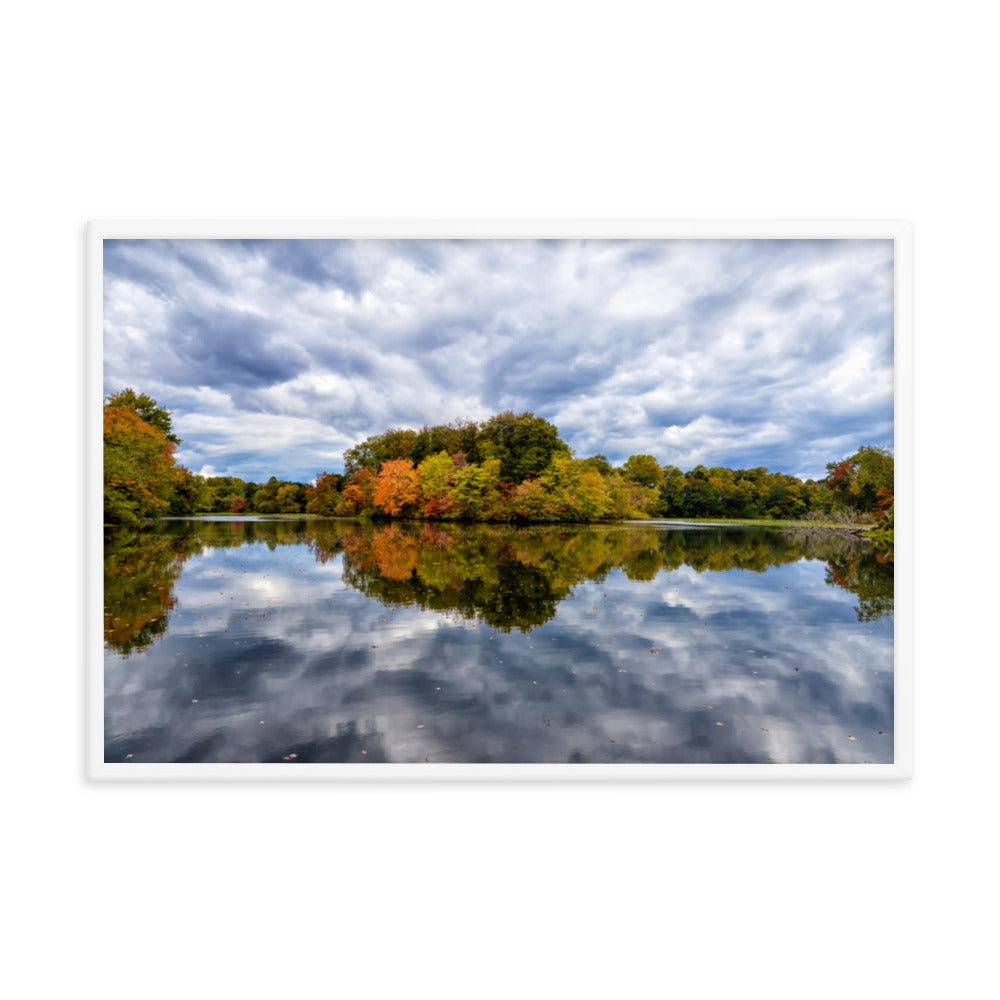 Wall Art For Office Cubicle: Autumn Reflections - Rural / Country / Farmhouse Style Landscape / Nature Photograph Framed Wall Art Print - Artwork