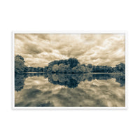 Autumn Reflections Rural Landscape Sepia Framed Photo Paper Wall Art Prints