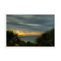 Cloudy Rainy Sunset De Soto Beach Framed Photo Paper Wall Art Prints