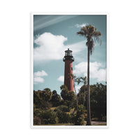 Jupiter Lighthouse Colorized Coastal Landscape Framed Photo Paper Wall Art Prints