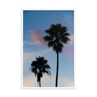 Palm Tree Silhouettes on Blue Sky Botanical Nature Photo Framed Wall Art Print