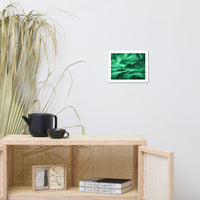 Green Northern Lights and Mountain Coast Framed Wall Art Prints