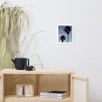 Palm Tree Silhouettes on Blue Sky Botanical Nature Photo Framed Wall Art Print