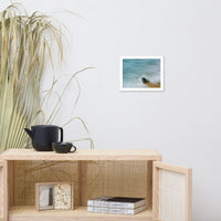 Whelk Seashell and Misty Wave Coastal Nature Photo Framed Wall Art Print