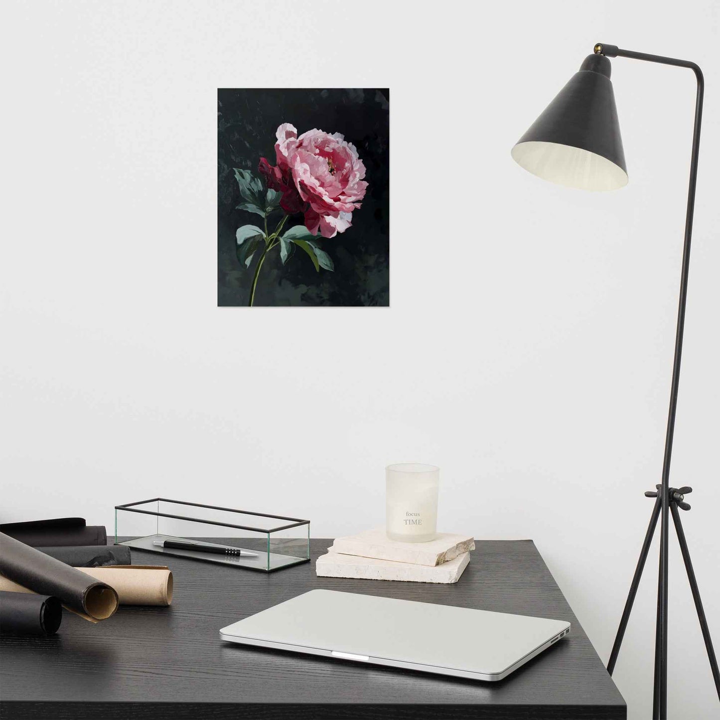 Peony Wall Art: A Soft Illumination Floral Nature Digital Artwork Loose Print