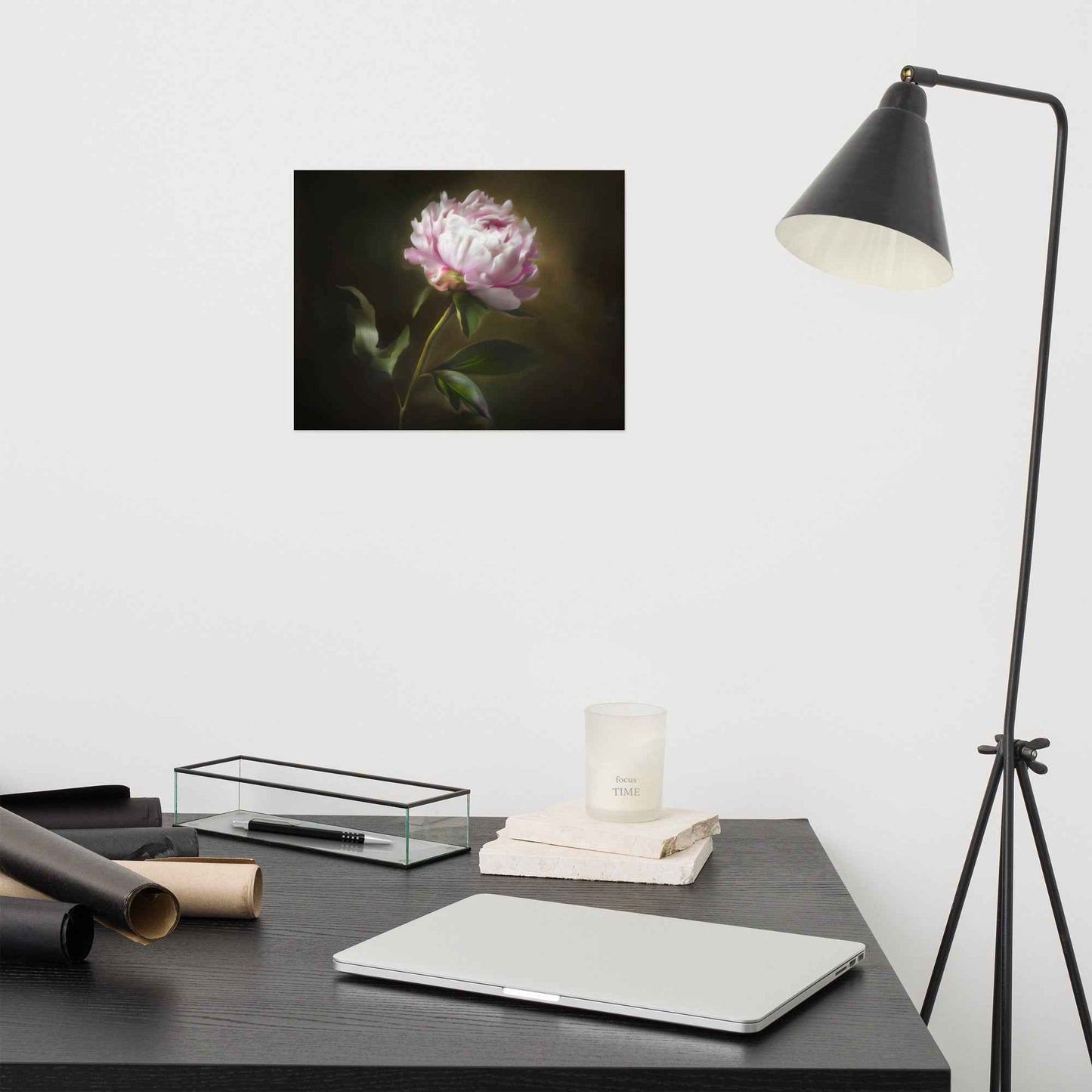 Midnight Radiance Floral Digital Artwork Peony Painting Loose Art Print