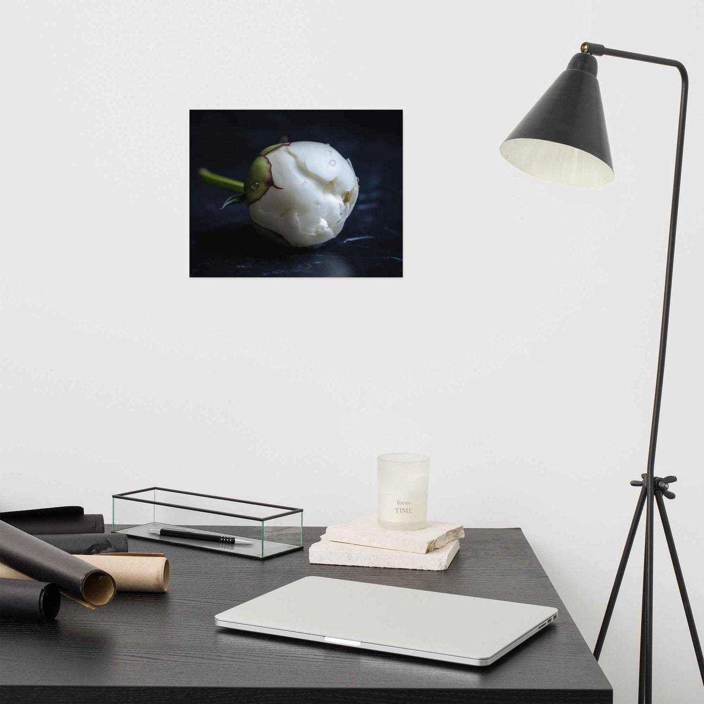Stark Botanical Peony Bud Floral Photorealistic Digital Artwork Unframed Art Print