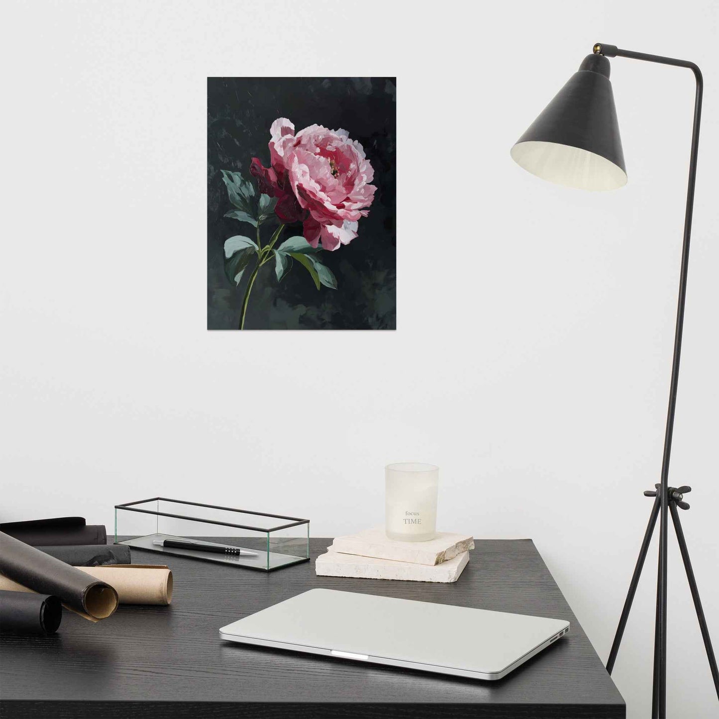 Peony Wall Art: A Soft Illumination Floral Nature Digital Artwork Loose Print