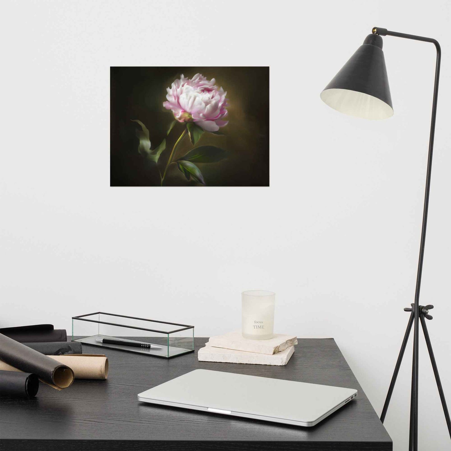 Midnight Radiance Floral Digital Artwork Peony Painting Loose Art Print