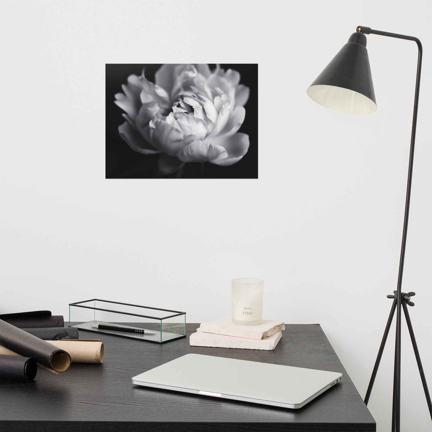 Shadow and Silk Floral Photorealistic Digital Art Peony Artwork Loose Print