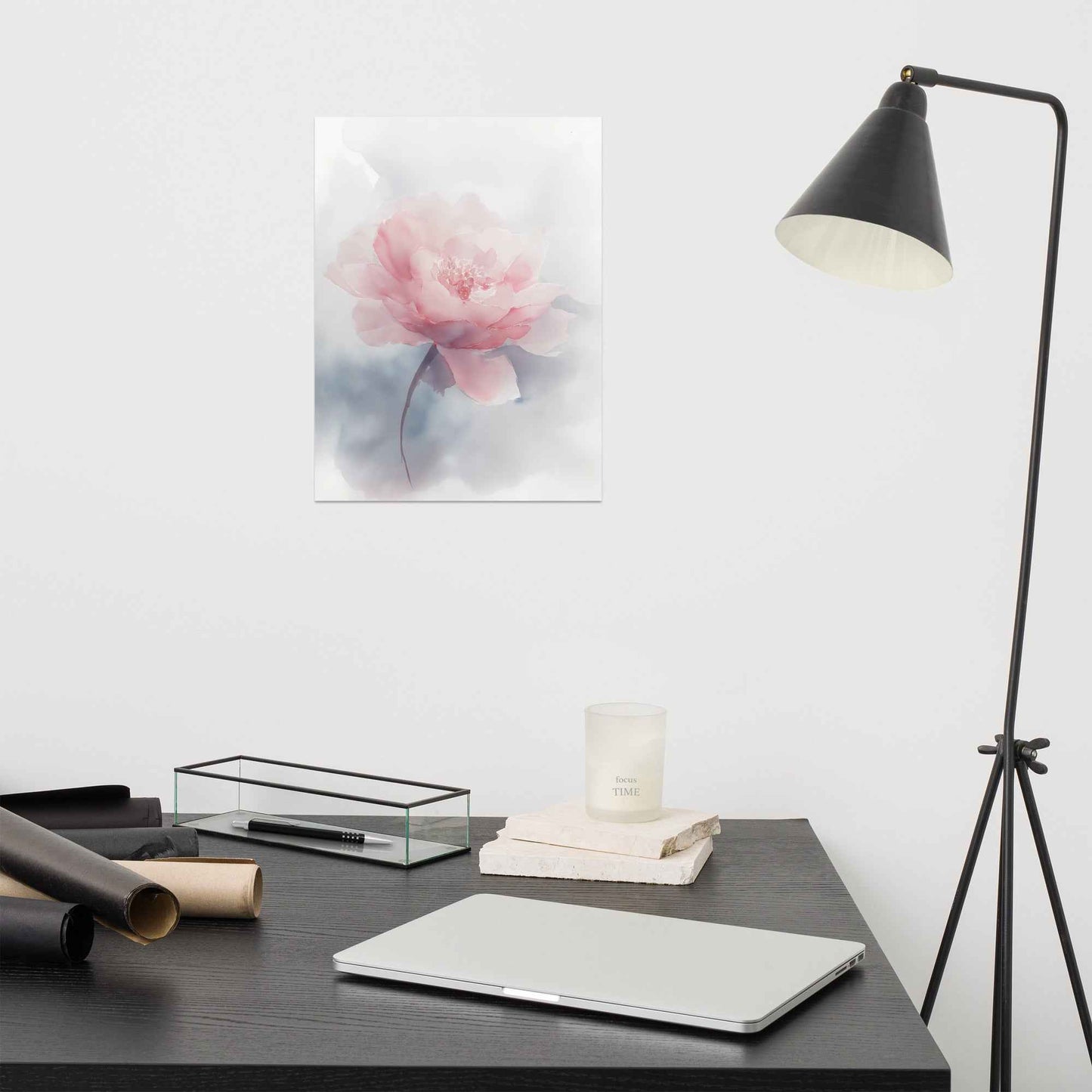 Soft Reflections Floral Digital Watercolor Painting Blush Peony Artwork Loose Art Print