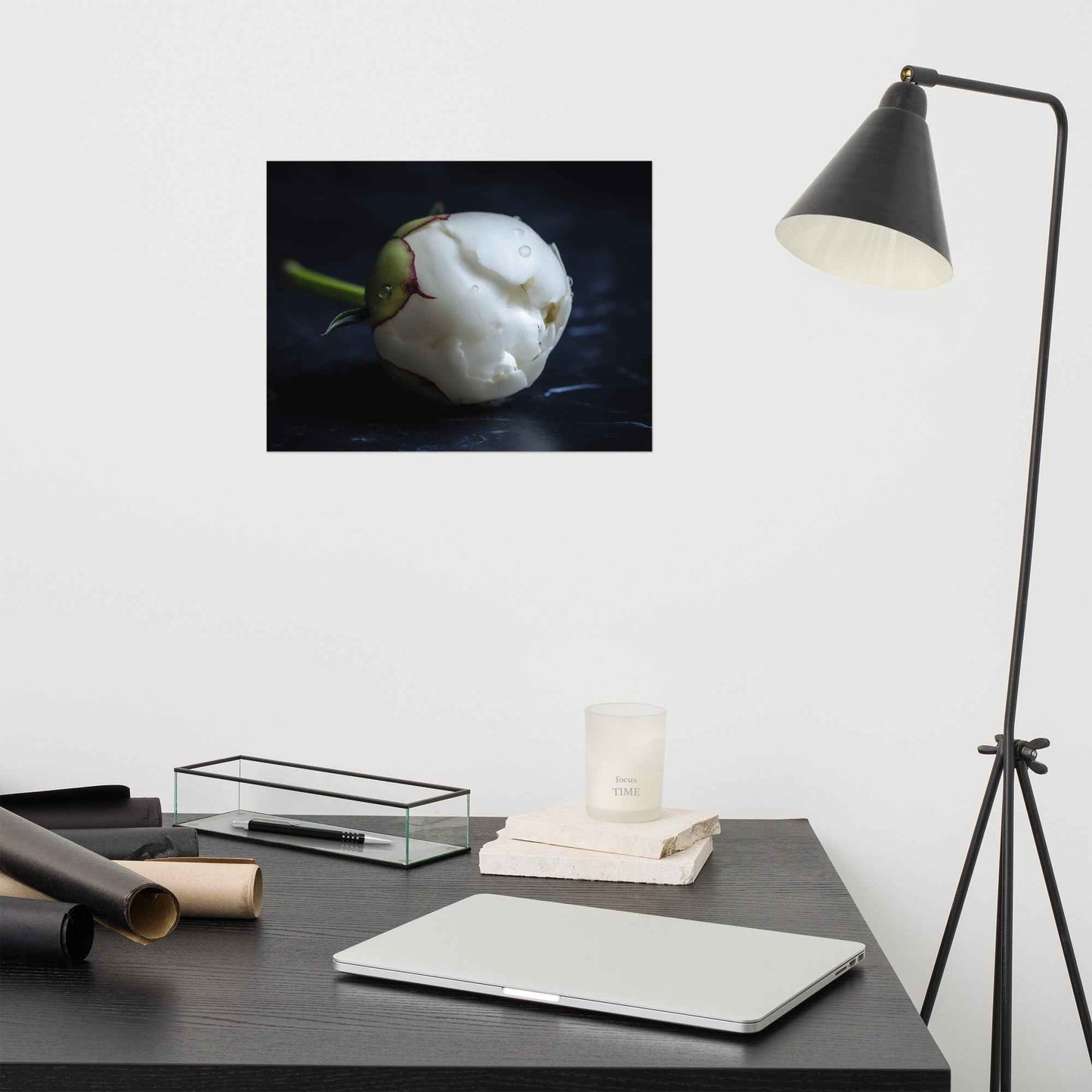 Stark Botanical Peony Bud Floral Photorealistic Digital Artwork Unframed Art Print