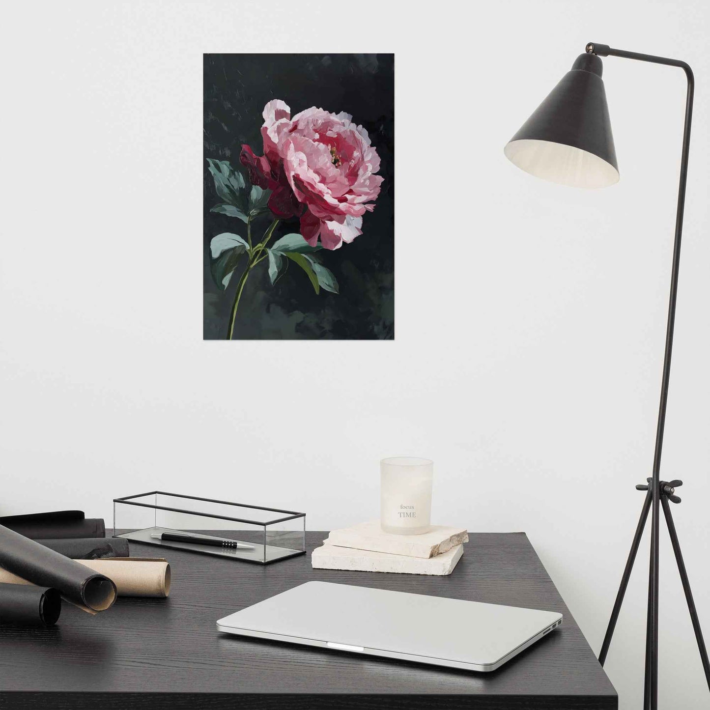 Peony Wall Art: A Soft Illumination Floral Nature Digital Artwork Loose Print