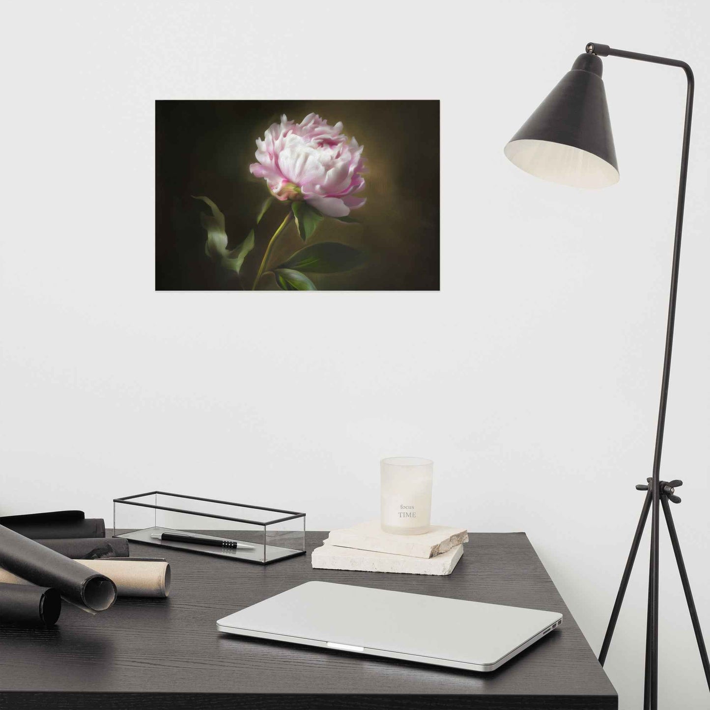 Midnight Radiance Floral Digital Artwork Peony Painting Loose Art Print