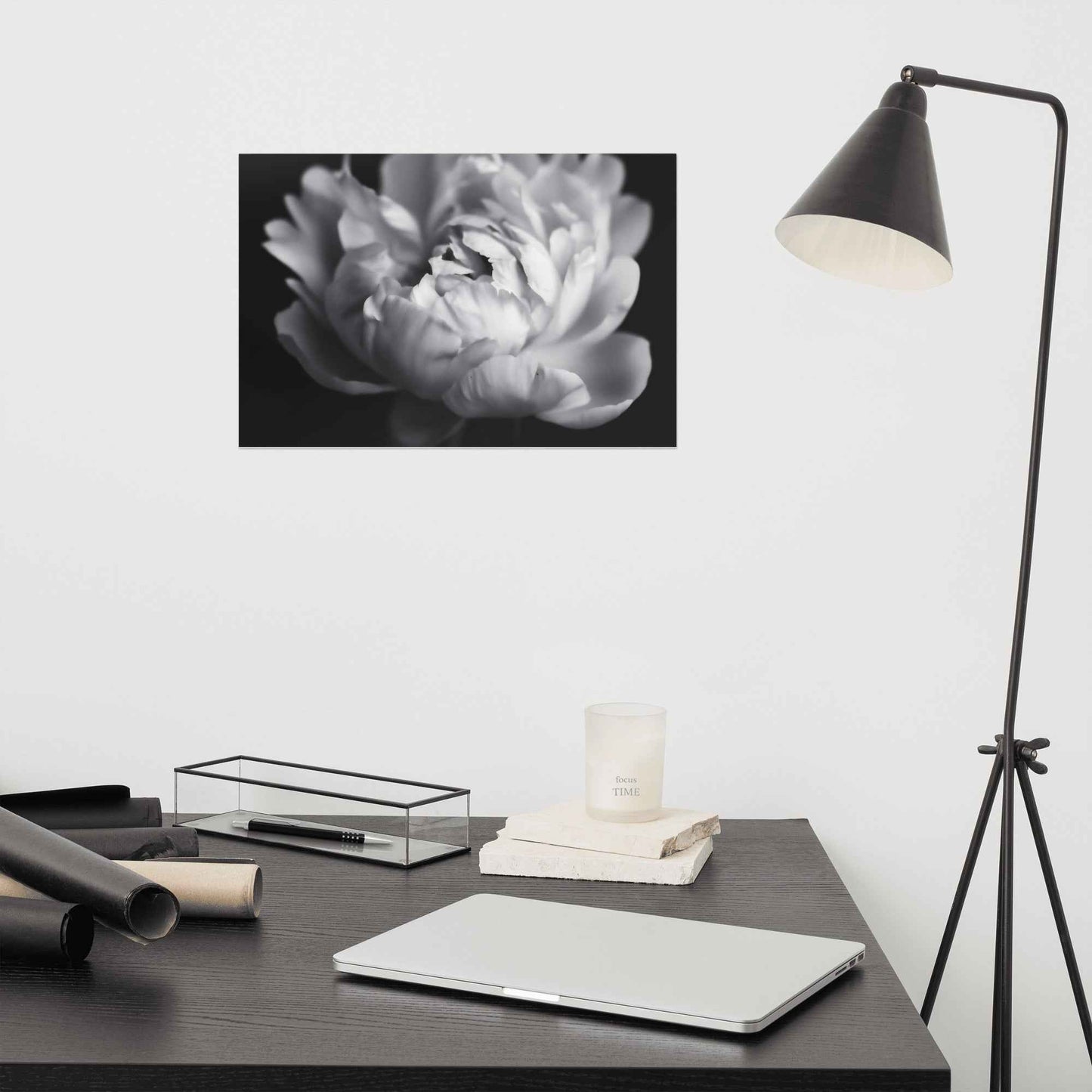 Shadow and Silk Floral Photorealistic Digital Art Peony Artwork Loose Print