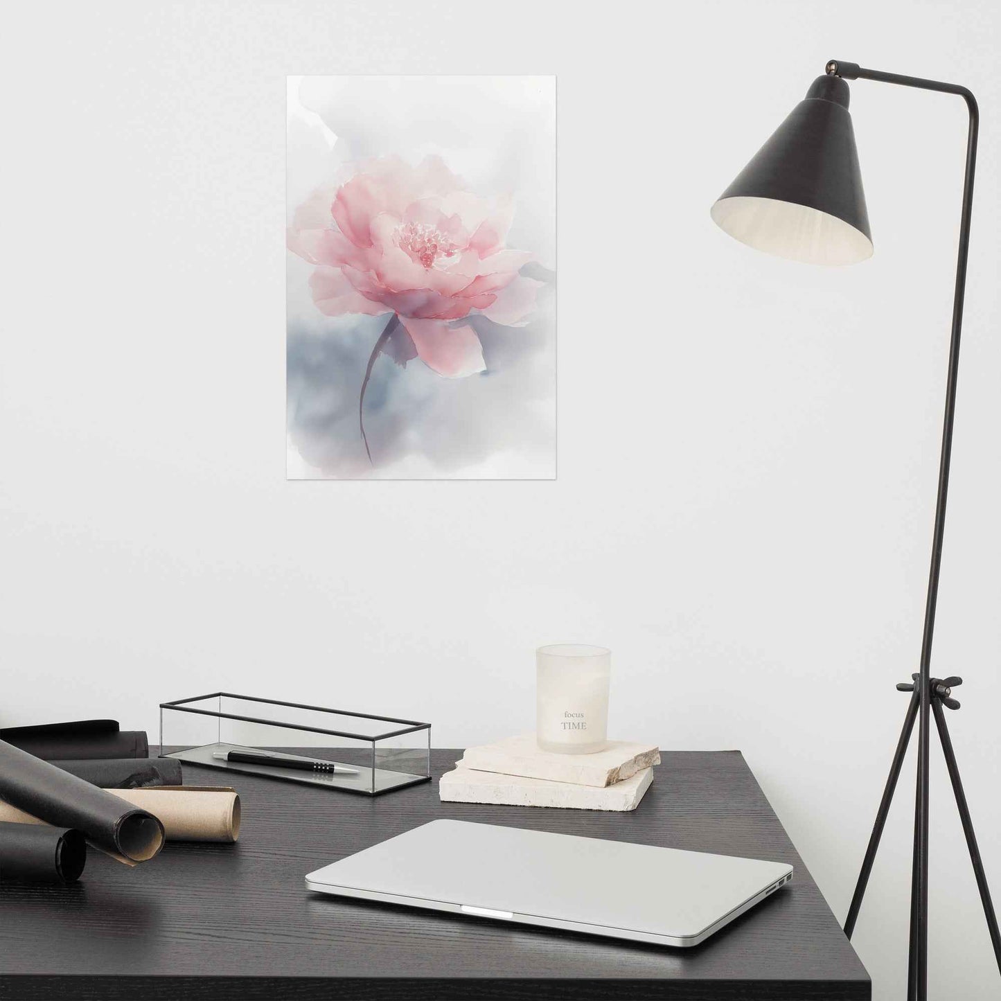 Soft Reflections Floral Digital Watercolor Painting Blush Peony Artwork Loose Art Print