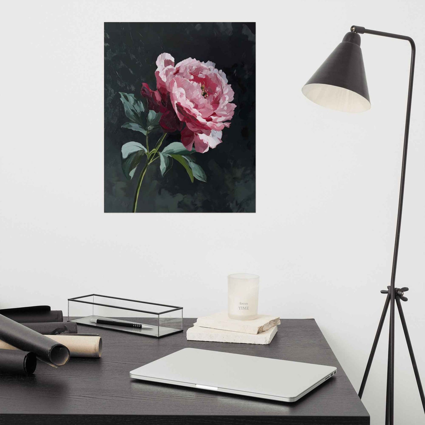 Peony Wall Art: A Soft Illumination Floral Nature Digital Artwork Loose Print