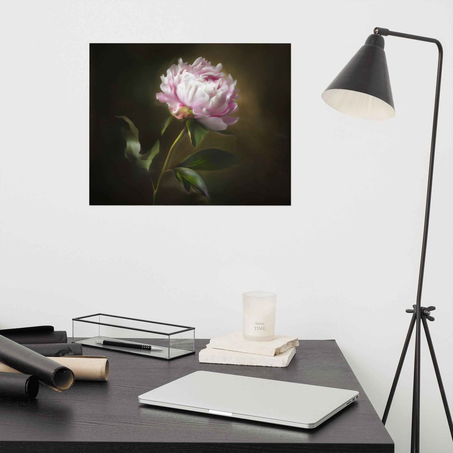 Midnight Radiance Floral Digital Artwork Peony Painting Loose Art Print