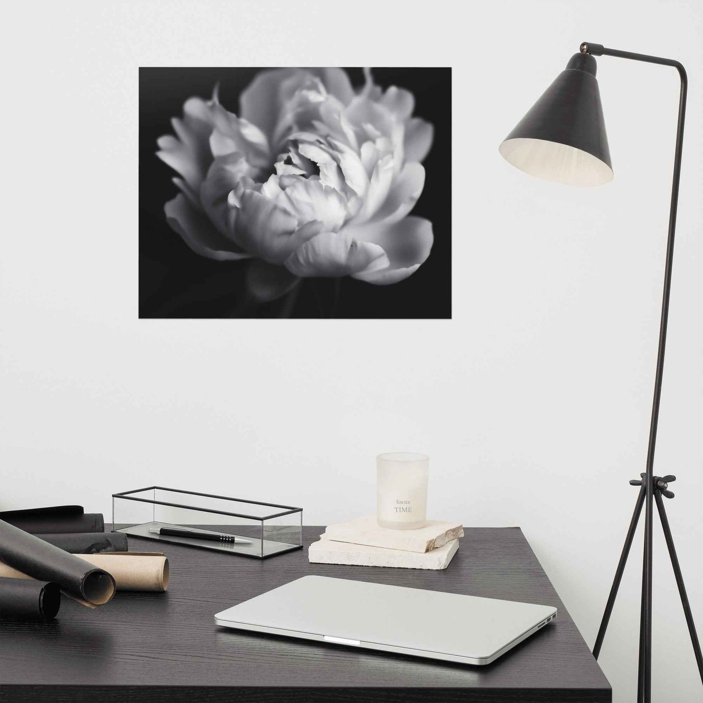 Shadow and Silk Floral Photorealistic Digital Art Peony Artwork Loose Print