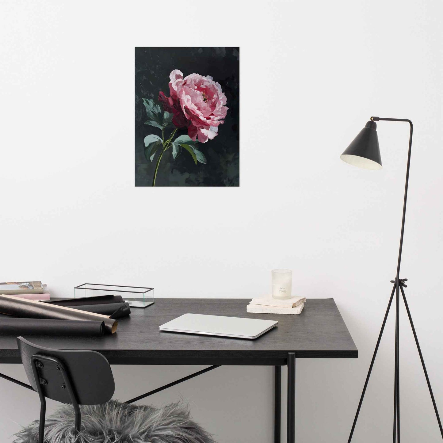 Peony Wall Art: A Soft Illumination Floral Nature Digital Artwork Loose Print