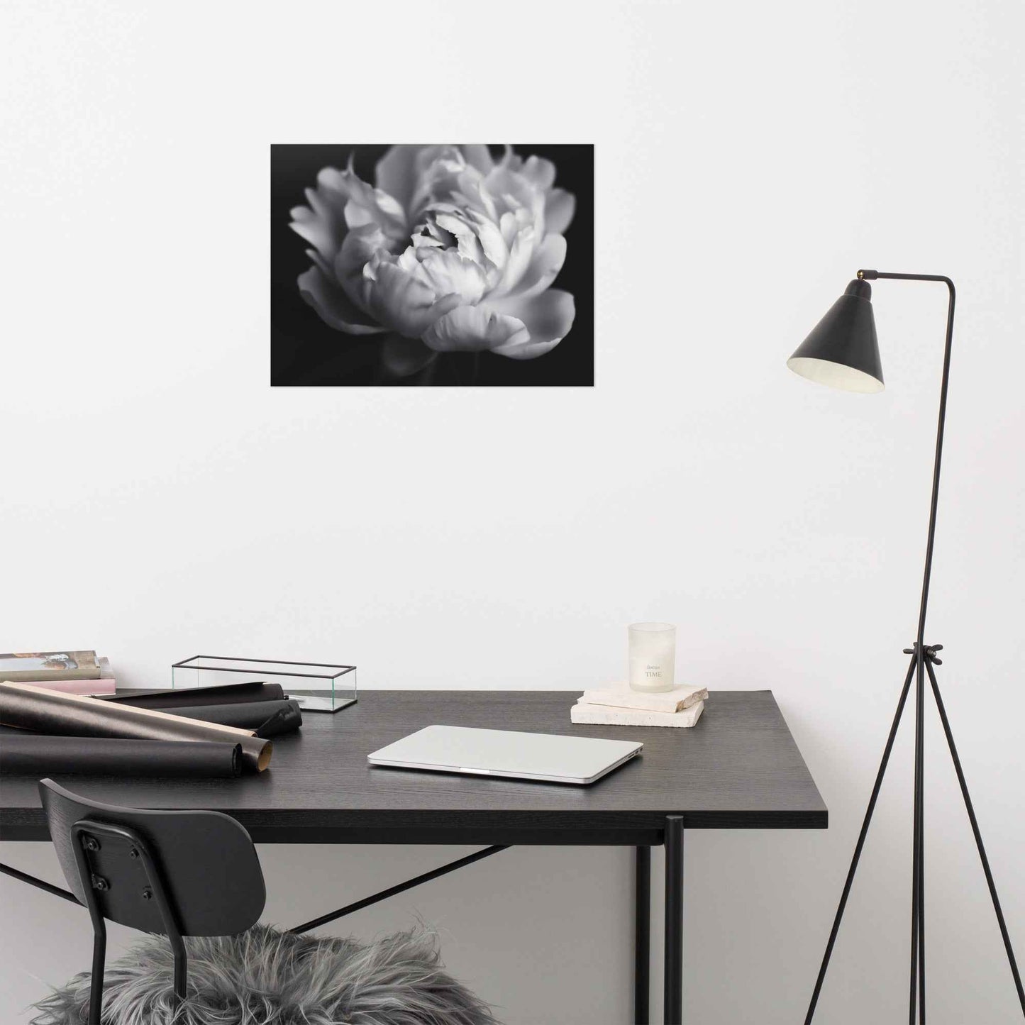 Shadow and Silk Floral Photorealistic Digital Art Peony Artwork Loose Print