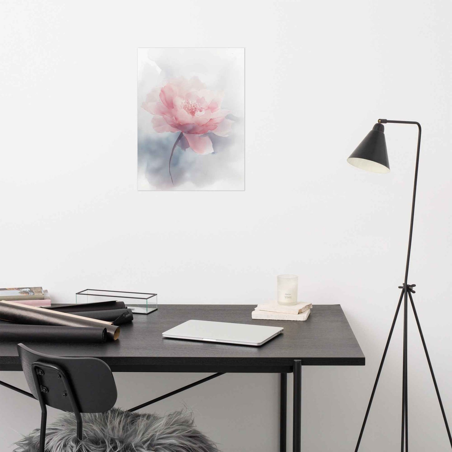 Soft Reflections Floral Digital Watercolor Painting Blush Peony Artwork Loose Art Print