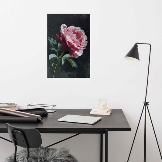 Peony Wall Art: A Soft Illumination Floral Nature Digital Artwork Loose Print