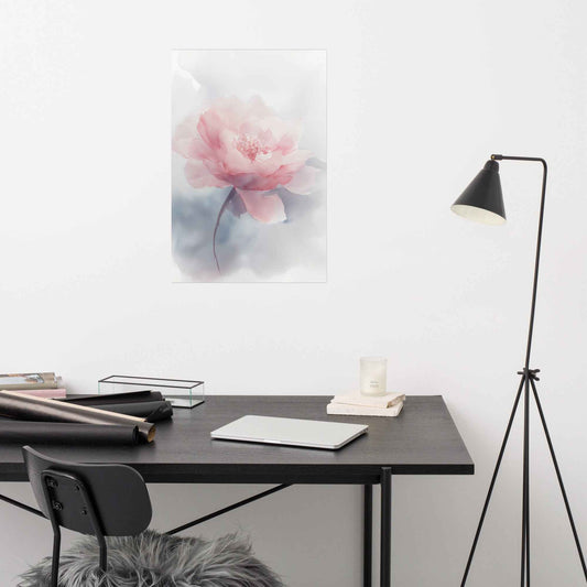 Soft Reflections Floral Digital Watercolor Painting Blush Peony Artwork Loose Art Print