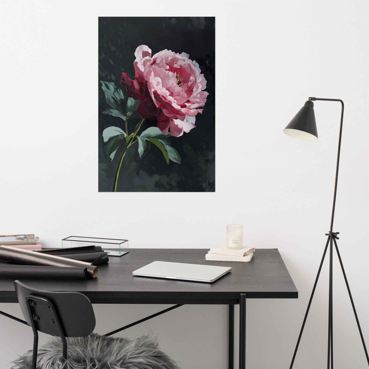 Peony Wall Art: A Soft Illumination Floral Nature Digital Artwork Loose Print