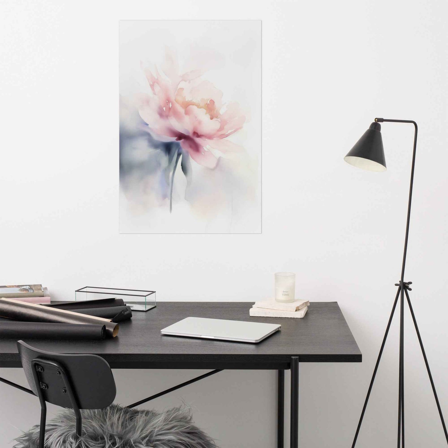 Quiet Grace Floral Digital Watercolor Painting Blush Peony Art Loose Print