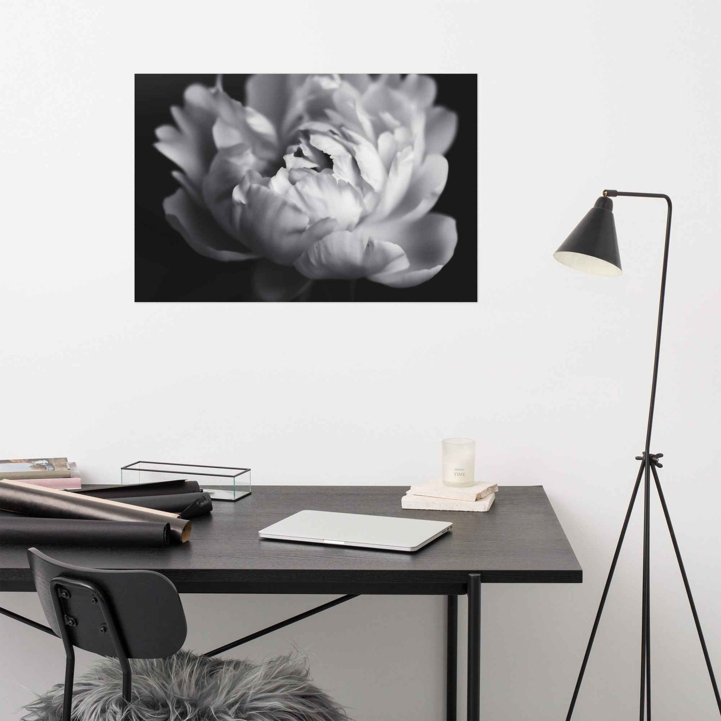 Shadow and Silk Floral Photorealistic Digital Art Peony Artwork Loose Print