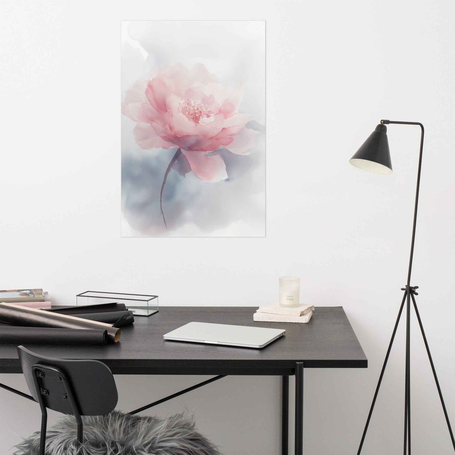 Soft Reflections Floral Digital Watercolor Painting Blush Peony Artwork Loose Art Print