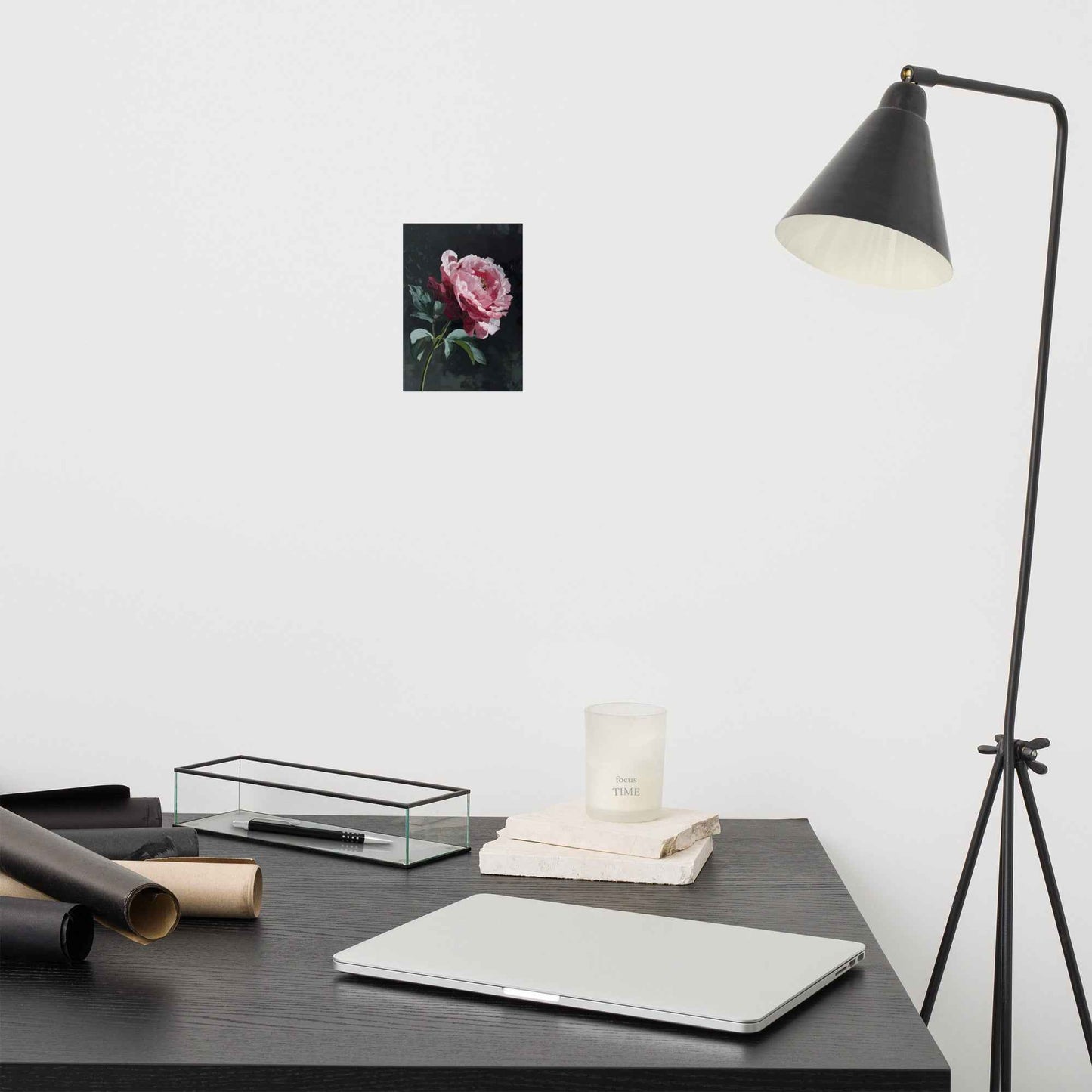 Peony Wall Art: A Soft Illumination Floral Nature Digital Artwork Loose Print
