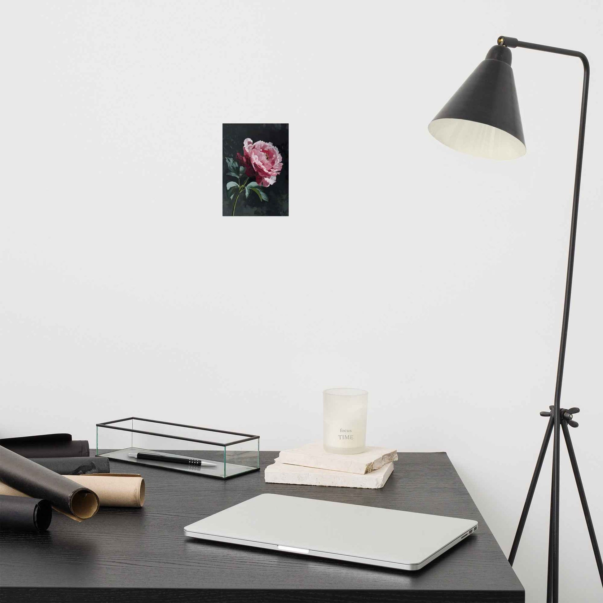 Peony Wall Art: A Soft Illumination Floral Nature Digital Artwork Loose Print