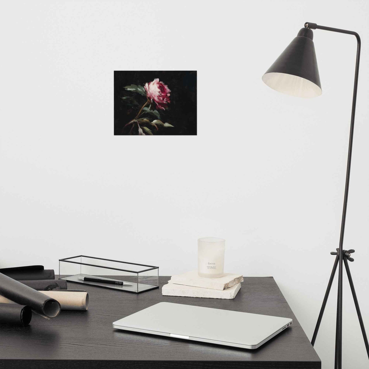 Pink Peony Painting: A Whisper in the Shadows Floral Digital Artwork Loose Wall Art Print
