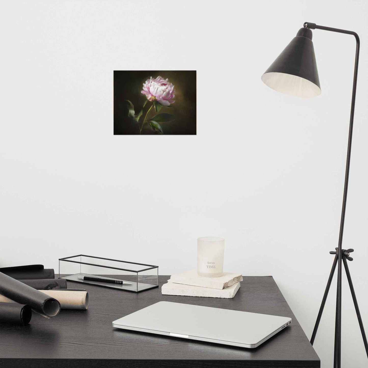 Midnight Radiance Floral Digital Artwork Peony Painting Loose Art Print